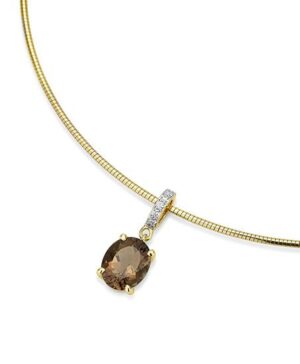 31/04802-0 - 375/- bic - g.smoky quartz /BRILL. 0,10 Ct. H/si Pendants