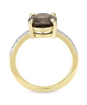 41/06431-0 - 375/- bic - g.smoky quartz /BRILL. 0,20 Ct. H/si Rings