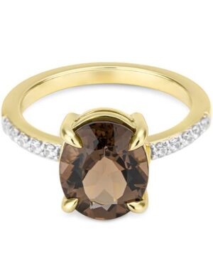 41/06431-0 - 375/- bic - g.smoky quartz /BRILL. 0,20 Ct. H/si Rings