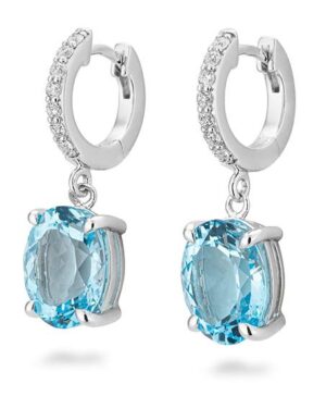 06/61221-0 - 375/- white - g.blue topaz/BRILL. 0,28 Ct. H/si Earrings