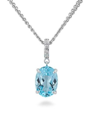 31/04776-0 - 375/- white - g.blue topaz/BRILL. 0,10 Ct. H/si Pendants