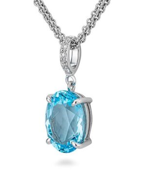 31/04776-0 - 375/- white - g.blue topaz/BRILL. 0,10 Ct. H/si Pendants