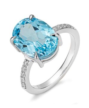 41/06395-0 - 375/- white - g.blue topaz/BRILL. 0,20 Ct. H/si Rings