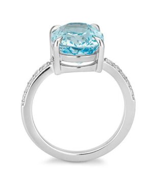 41/06395-0 - 375/- white - g.blue topaz/BRILL. 0,20 Ct. H/si Rings