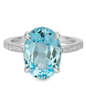 41/06395-0 - 375/- white - g.blue topaz/BRILL. 0,20 Ct. H/si Rings