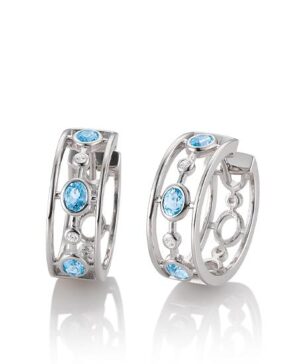 06/60900-0 - 375/- white - g.blue topaz/BRILL. 0,04 Ct. H/si Earrings