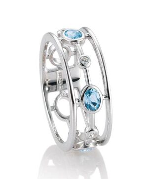 41/05811-0 - 375/- white - g.blue topaz/BRILL. 0,04 Ct. H/si Rings