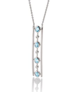 61/01465-0 - 375/- white NECKLET - g.blue topaz/BRILL. 0,03 Ct. H/si Necklaces