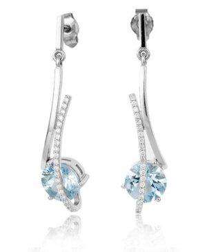11/02664-0 - 375/- white - g.blue topaz/BRILL. 0,22 Ct. H/si Earrings