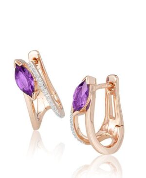06/61031-0 - 375/- red - g.amethyst/BRILL. 0,15 Ct. H/si Earrings
