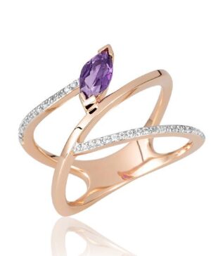 41/05996-0 - 375/- red - g.amethyst/BRILL. 0,18 Ct. H/si Rings
