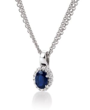 31/04568-0 - 375/- white - g.sapphire/BRILL. 0,12 Ct. H/si Pendants