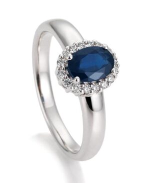 41/05614-0 - 375/- white - g.sapphire/BRILL. 0,12 Ct. H/si Rings