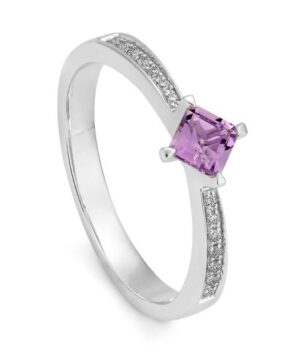 41/05898-0 - 375/- white - g.amethyst/BRILL. 0,068 Ct. H/si Rings