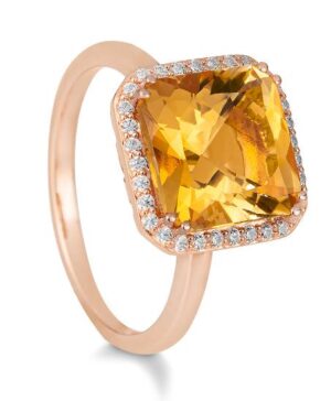 41/06012-0 - 375/- red - g.citrine/BRILL. 0,208 Ct. H/si Rings