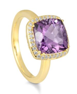 41/06044-0 - 375/- yellow - g.amethyst/BRILL. 0,208 Ct. H/si Rings