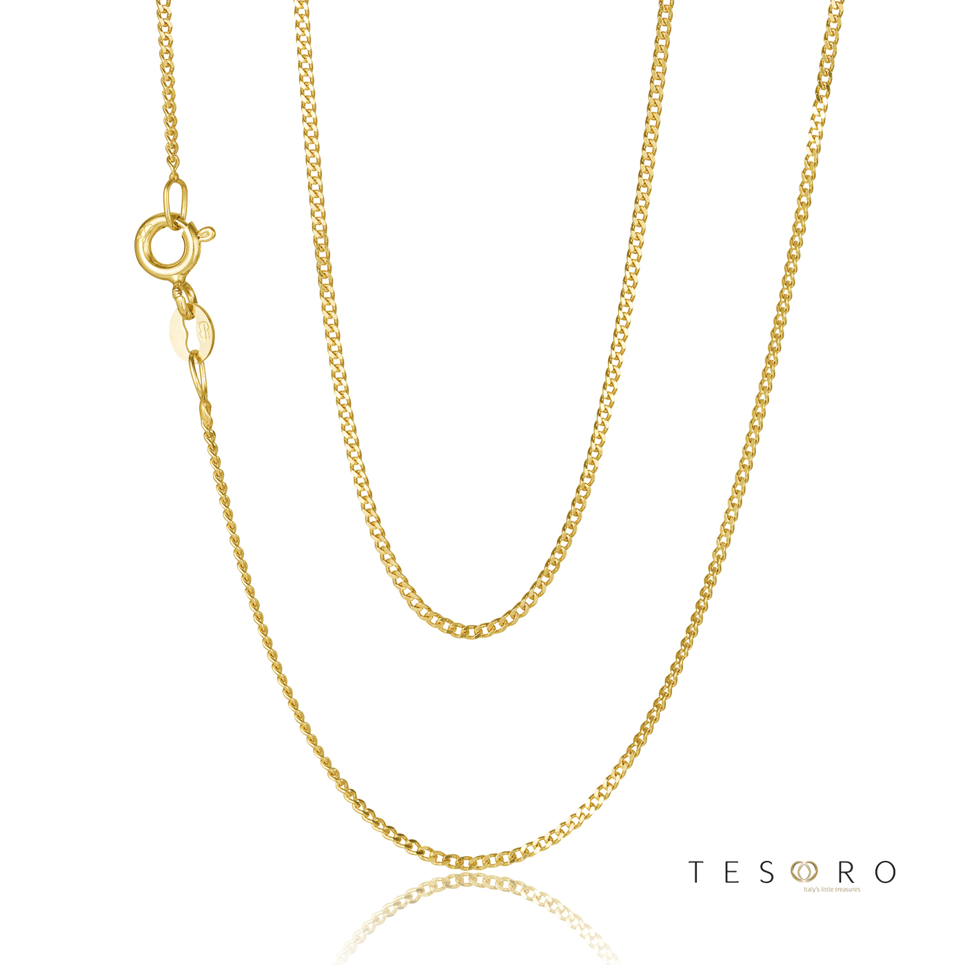 034KD-Yellow-45cm - 375/- 1.20mm 2 Sides Grumetta Curb Chain