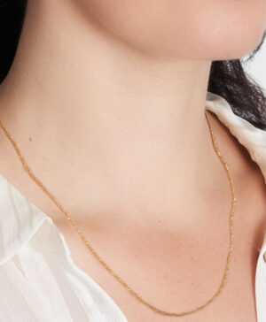 040KD056-Yellow-55cm - 375/- 1.10mm 2 Sides 3 + 1 Figaro Chain - Image 2