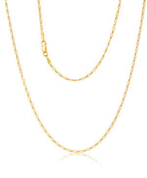 040KD53/4-Yellow-55cm - 375/- 1.50mm 2 Sides 1 + 1 Figaro Chain