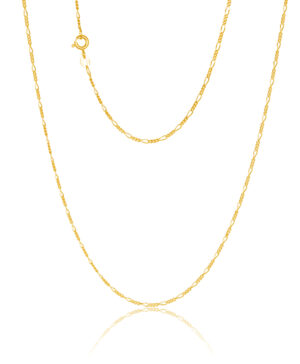 040KD056-Yellow-55cm - 375/- 1.10mm 2 Sides 3 + 1 Figaro Chain