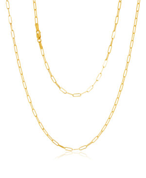 45KR012/4 - 750-Yellow-50cm - 750/- 2.10mm Elongated Forzatina Cable Paperclip Chain