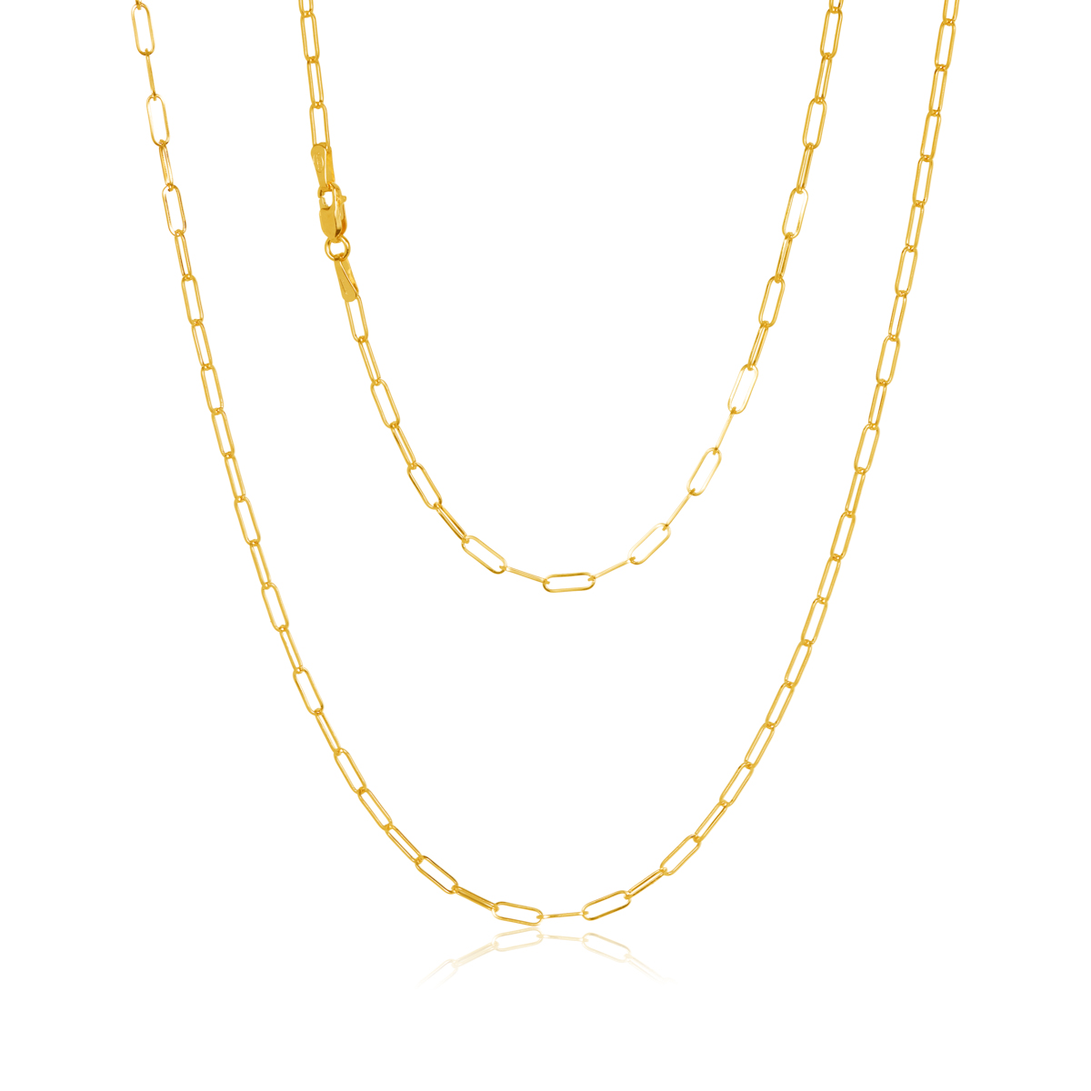 45KR012/4-Yellow-18.50cm - 375/- 2.10mm Elongated Forzatina Cable Paperclip Bracelet
