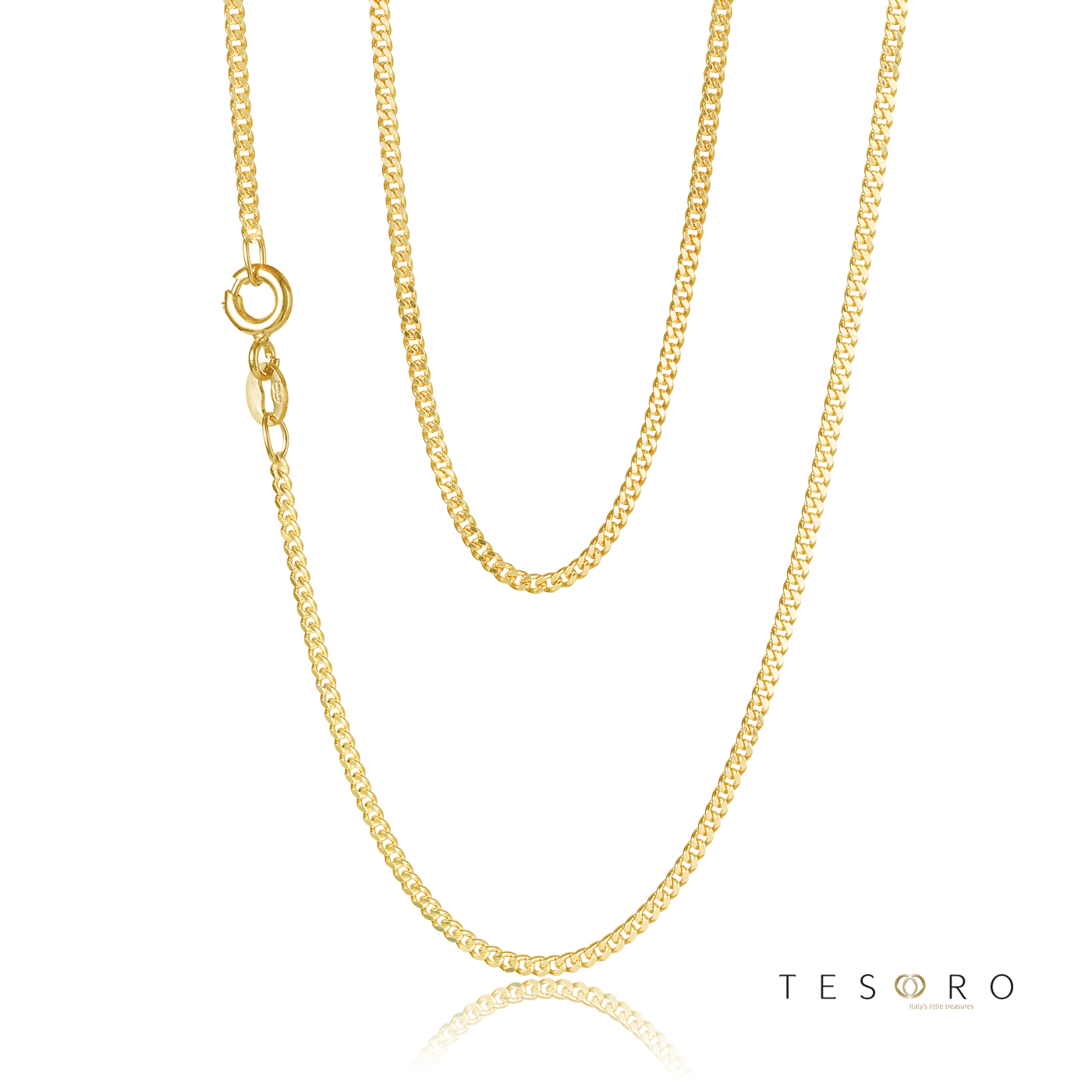045KD-Yellow-50cm - 375/- 1.60mm 2 Sides Grumetta Curb Chain