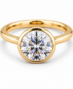 750/- Yellow Lab Grown Bezel Set Solitaire Round Diamond 1 Pcs = 2.00ct D/E VS1-VS2