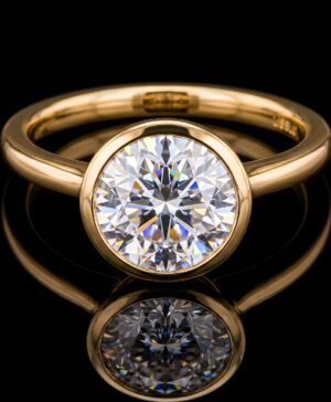 750/- Yellow Lab Grown Bezel Set Solitaire Round Diamond 1 Pcs = 2.00ct D/E VS1-VS2