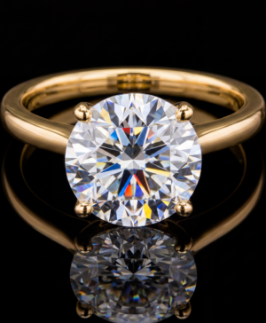 750/- Yellow Lab Grown Diamond Four Claw Solitaire RBC 1 Pcs - TDW: 4.00ct D/E VVS-VS