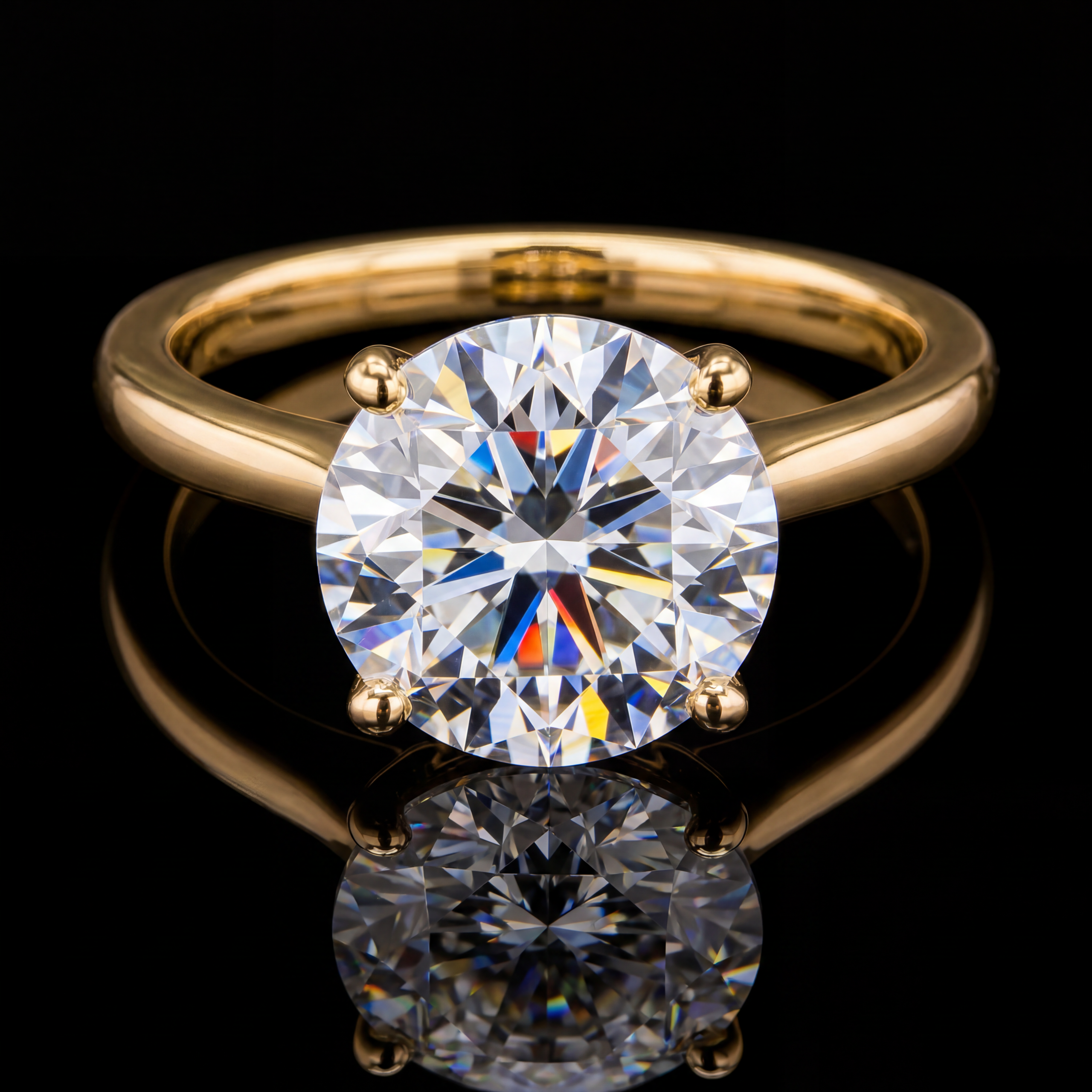 750/- Yellow Lab Grown Diamond Four Claw Solitaire RBC 1 Pcs - TDW: 4.00ct D/E VVS-VS