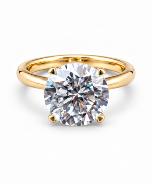 750/- Yellow Lab Grown Diamond Four Claw Solitaire RBC 1 Pcs - TDW: 4.00ct D/E VVS-VS