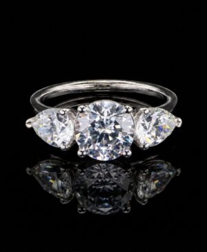 061-00457 — 750/- White Gold 2.50ct Round Lab-Grown Diamond Trilogy Ring