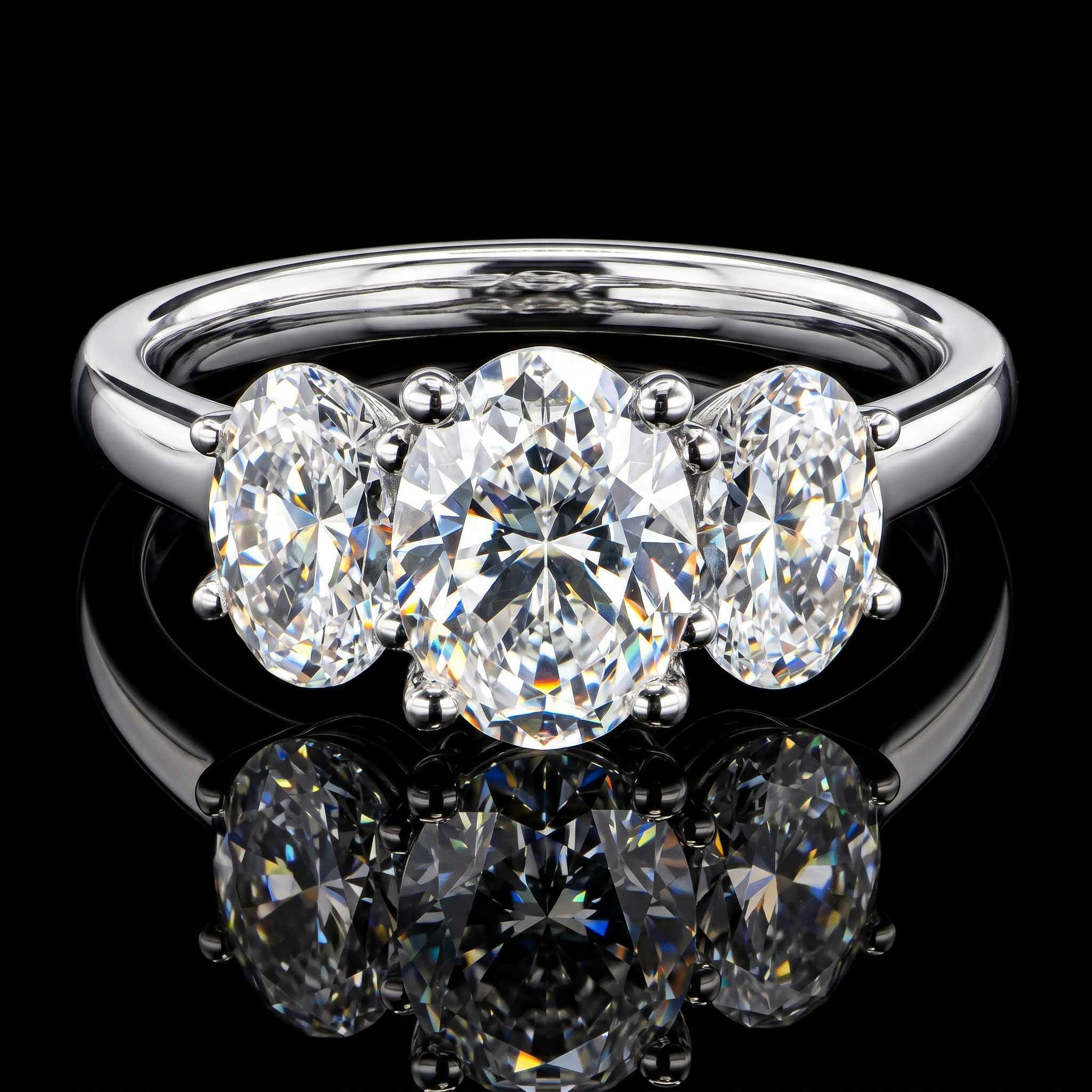 New arrival 061-00462 oval lab-grown diamond trilogy ring