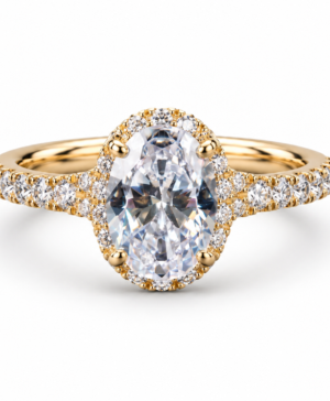 750/- Yellow Lab Grown Oval Halo Engagement Ring - TDW 2.75ct