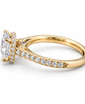 Alternative view of 750/- Yellow Lab Grown Princess Cut Diamond Hidden Halo Engagement Ring - TDW 2.50ct D/E VS1