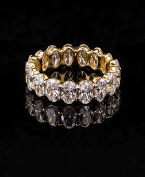 750/- yellow gold oval lab-grown diamond full-way wedding band, SKU 081-00614