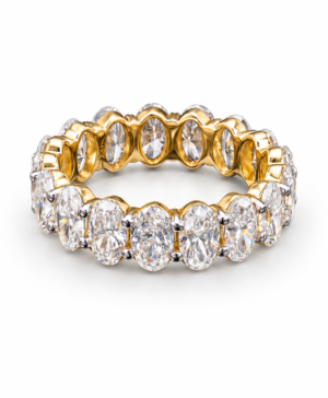 750/- Yellow Lab-Grown Oval Full-Way Wedding Band – TDW 4.82ct D/E/F VS1 – 17 Pcs 5.5 × 3.5mm