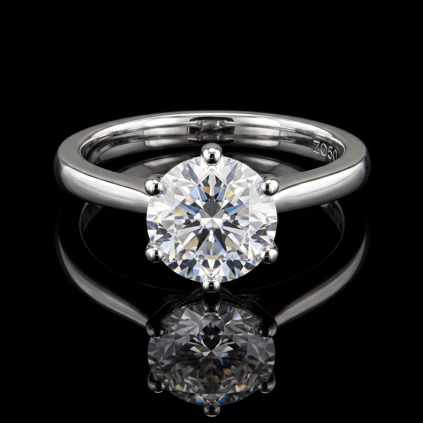 081-00626 — 750/- White Gold 2.00ct Round Lab-Grown Diamond Solitaire Ring