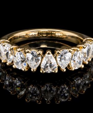 081-00699 — 750/- Yellow Gold 4.00ct Pear Lab-Grown Diamond Eternity Ring