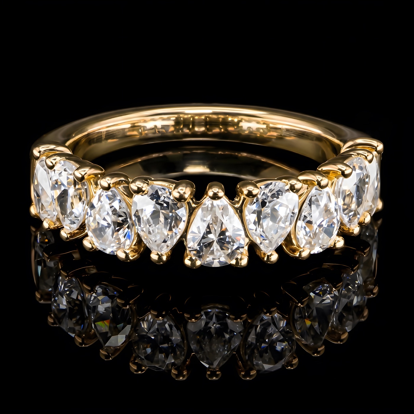 081-00699 — 750/- Yellow Gold 4.00ct Pear Lab-Grown Diamond Eternity Ring