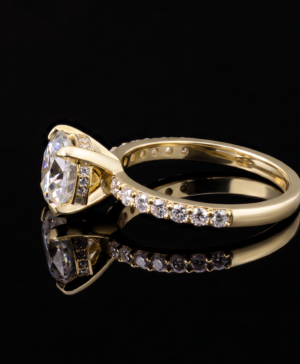 Alternative view of 750/- Yellow Lab Grown Diamond Engagement Ring Four Claw Round Centre With Hidden Halo And Diamonds On The Band 1.84ct Centre TDW: 2.31ct D/E VS