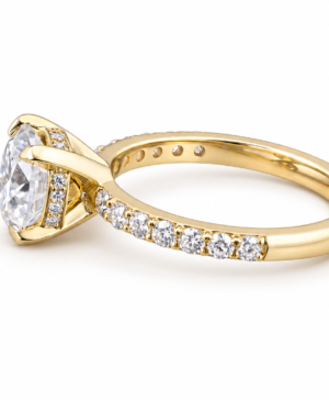 Alternative view of 750/- Yellow Lab Grown Diamond Engagement Ring Four Claw Round Centre With Hidden Halo And Diamonds On The Band 1.84ct Centre TDW: 2.31ct D/E VS