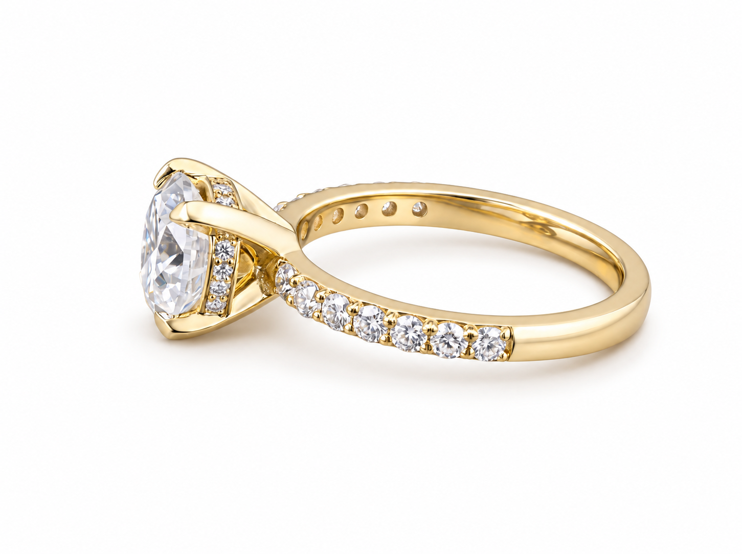 750/- Yellow Lab Grown Diamond Engagement Ring Four Claw Round Centre With Hidden Halo And Diamonds On The Band 1.84ct Centre TDW: 2.31ct D/E VS - Image 2
