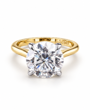 750/- Yellow Band, White Setting 4 Claw RBC Solitaire Engagement Ring 1 Pc - 5.00ct D/E VVS-VS