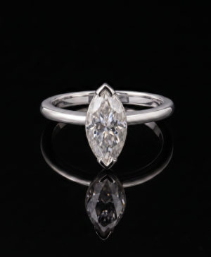 750/- White Lab Grown Marquise Diamond Solitaire Engagement Ring D/E VVS-VS TDW: 1 Pcs - 1.70ct