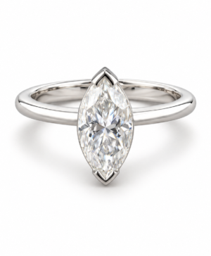 750/- White Lab Grown Marquise Diamond Solitaire Engagement Ring D/E VVS-VS TDW: 1 Pcs - 1.70ct