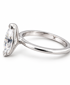Alternative view of 750/- White Lab Grown Marquise Diamond Solitaire Engagement Ring D/E VVS-VS TDW: 1 Pcs - 1.70ct