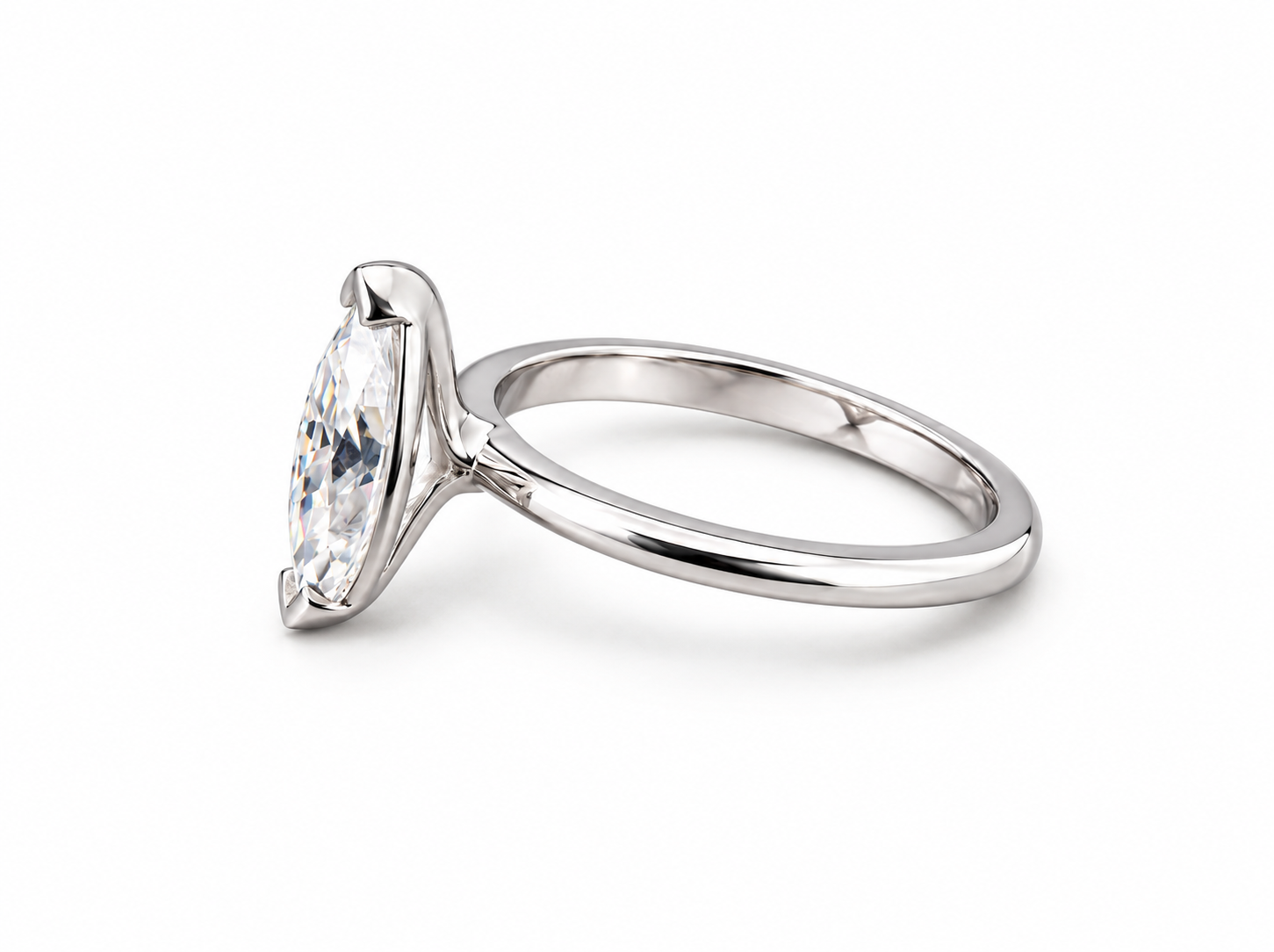 750/- White Lab Grown Marquise Diamond Solitaire Engagement Ring D/E VVS-VS TDW: 1 Pcs - 1.70ct - Image 2