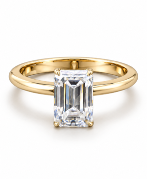 750/- Yellow Lab Grown Emerald Cut 4 Claw Solitaire Engagement Ring D/E VVS-VS 1 Pcs - 2.05ct